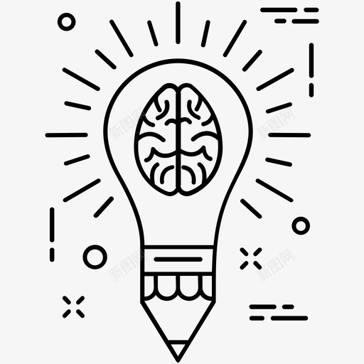 创意思维大脑灯泡图标svg_新图网 https://ixintu.com 创意思维 大脑 智能 杂项图标1 灯泡 铅笔