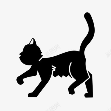 黑猫喵喵走路图标图标