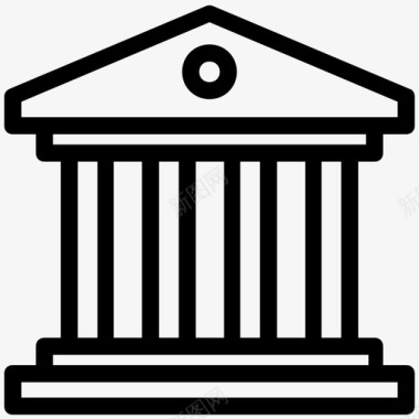 银行大楼建筑柱法院图标图标