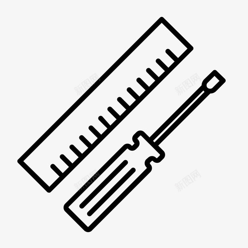 木工建筑施工工具图标svg_新图网 https://ixintu.com 尺子 建筑 施工工具 木工 螺丝刀