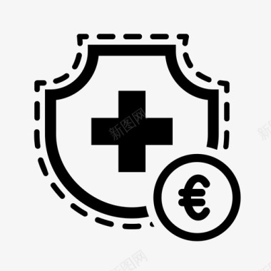 健康保险金欧元安全图标图标