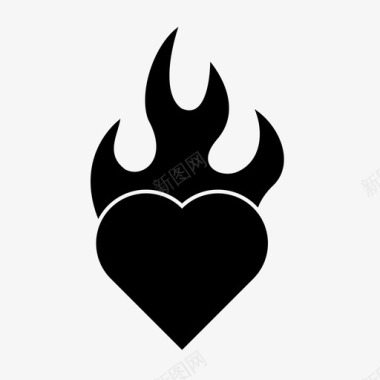 燃烧的心发烧火焰图标图标