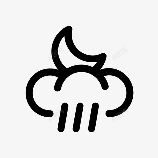 雨夜多云天气预报图标svg_新图网 https://ixintu.com 多云 天气 天气预报 雨夜