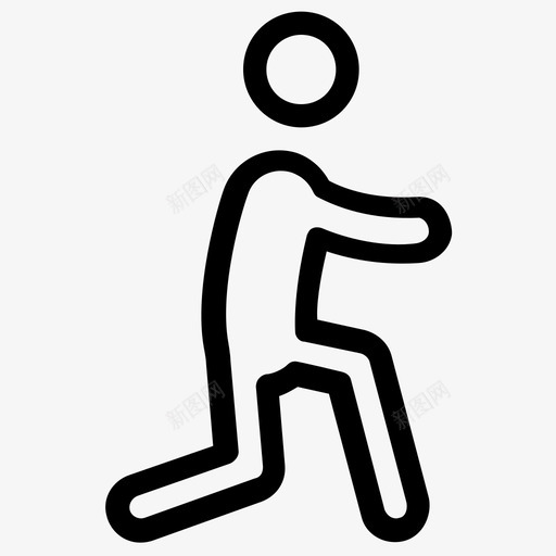 反向弓箭步运动健身图标svg_新图网 https://ixintu.com 伸展 健身 反向弓箭步 手臂和腿部伸展运动瑜伽 训练 象形图线图标 运动