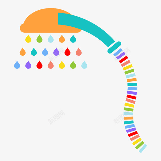 淋浴洗澡清洁图标svg_新图网 https://ixintu.com 喷水 洗澡 液体流 淋浴 清洁