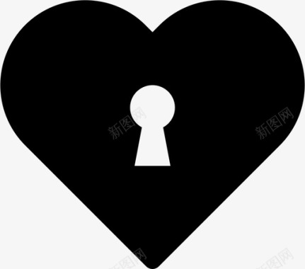 心脏通道钥匙锁图标图标