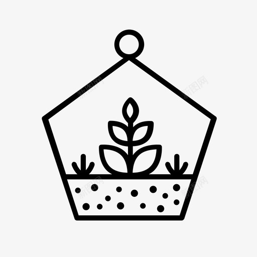 玻璃容器装饰悬挂植物图标svg_新图网 https://ixintu.com 小型植物 悬挂植物 植物 玻璃容器 装饰