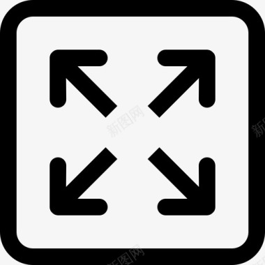 全屏界面符号四个箭头在方形按钮大马克杯线直线图标图标