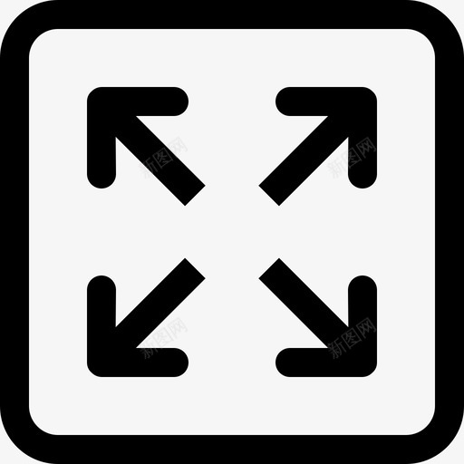 全屏界面符号四个箭头在方形按钮大马克杯线直线图标svg_新图网 https://ixintu.com 全屏界面符号四个箭头在方形按钮 大马克杯线 直线