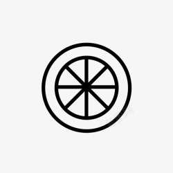 橙色细线橙色一半柑橘新鲜水果图标高清图片
