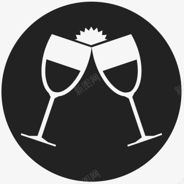 干杯香槟杯新年快乐图标图标