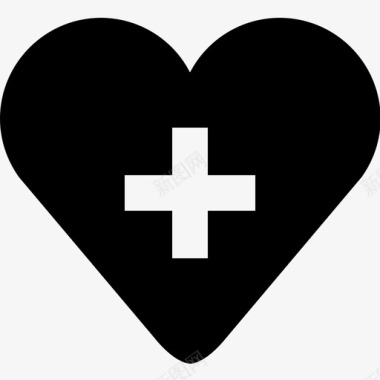 心脏护理十字架医院图标图标