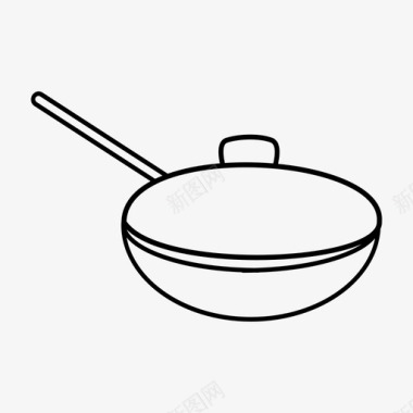 带盖炒锅厨师炊具图标图标