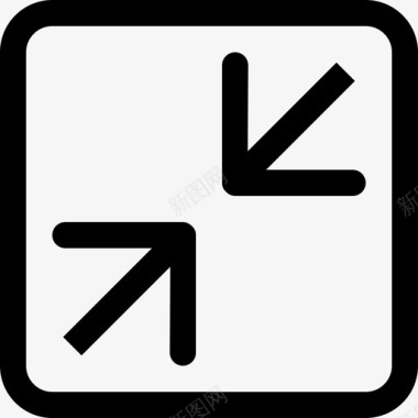 收缩两个箭头符号指向方形按钮的中心bigmug线图标图标