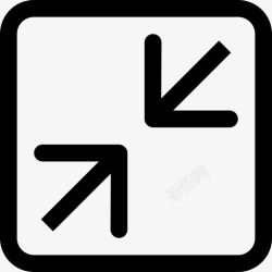 收缩按钮收缩两个箭头符号指向方形按钮的中心bigmug线图标高清图片