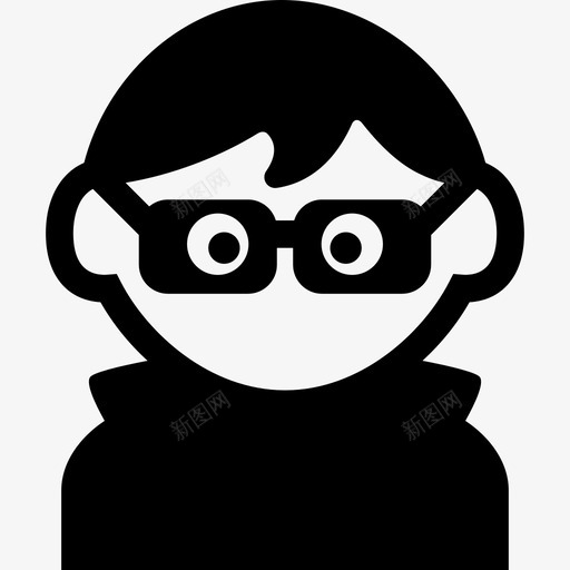 戴眼镜深色衣服和头发的男孩人图标svg_新图网 https://ixintu.com 人 戴眼镜 深色衣服和头发的男孩