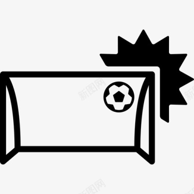 足球注释用球由右上角进入拱门运动踢足球图标图标