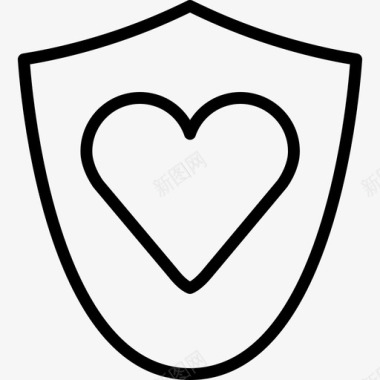 心脏保护爱盾牌图标图标