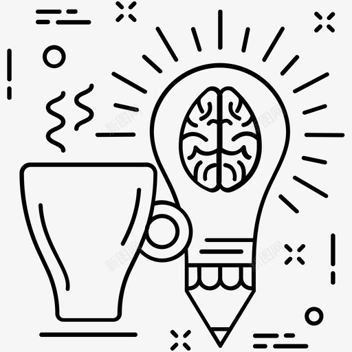 想法大脑灯泡图标svg_新图网 https://ixintu.com 其他图标1 创造力 大脑 想法 灯泡 观察