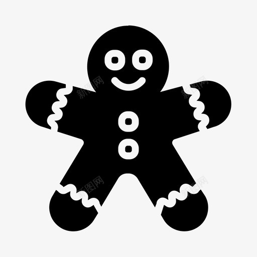 姜饼人圣诞装饰饼干图标svg_新图网 https://ixintu.com 冬季装饰 圣诞装饰 姜饼人 饼干