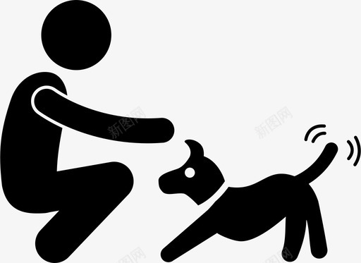 玩狗动物照顾图标svg_新图网 https://ixintu.com 人 动物 宠物 户外活动 照顾 玩狗