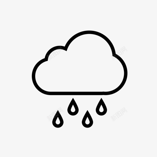 雨气候下雨图标svg_新图网 https://ixintu.com 下雨 天气 天气细线图标集 气候 淋浴 雨