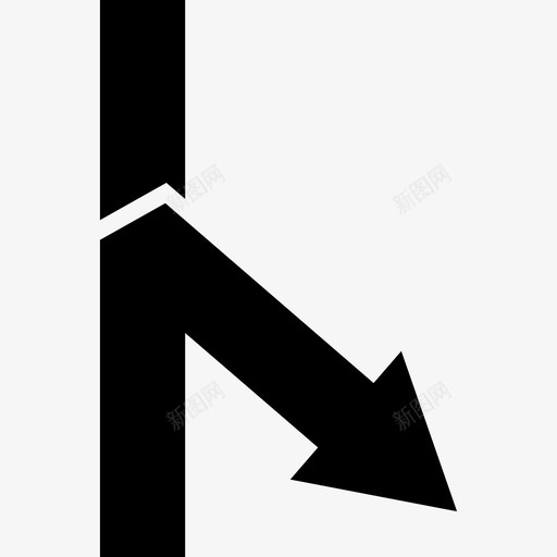 向下分叉右箭头角箭头道路图标svg_新图网 https://ixintu.com 向下分叉右箭头角 箭头 道路