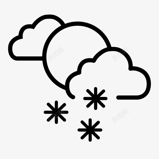 下雪天云天空图标svg_新图网 https://ixintu.com 下雪天 云 天气 天气图标 天空 太阳
