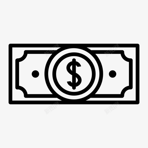 货币票据美元图标svg_新图网 https://ixintu.com 收入 票据 美元 货币 金融