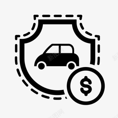 汽车保险金美元安全图标图标