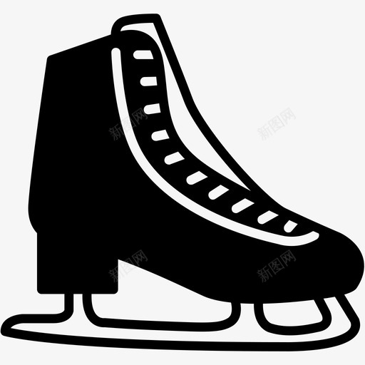 女滑冰鞋冰运动图标svg_新图网 https://ixintu.com 冬季 冰 女滑冰鞋 美味的冬季雕文 运动