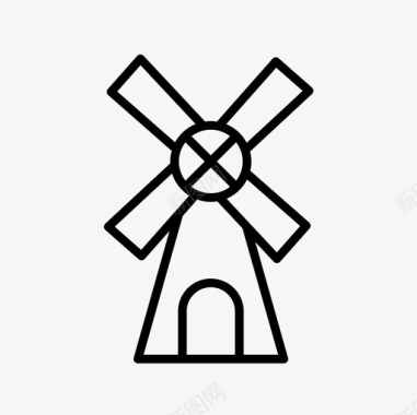 风车建筑荷兰语图标图标