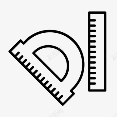 量角器和尺子教育数学图标图标