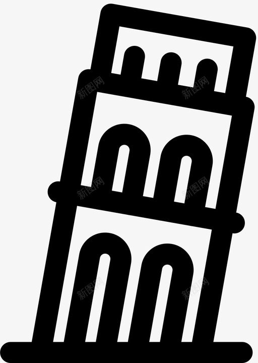 比萨塔角度建筑图标svg_新图网 https://ixintu.com 世界地标 建筑 意大利 比萨塔 罗马式 角度 贝尔