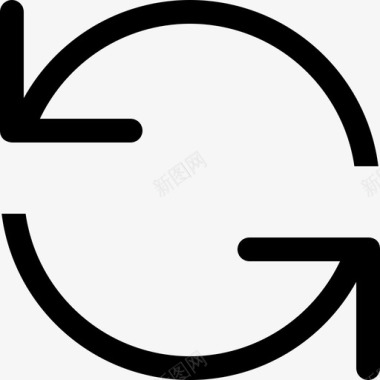 两个圆形逆时针旋转箭头符号bigmug线线性图标图标