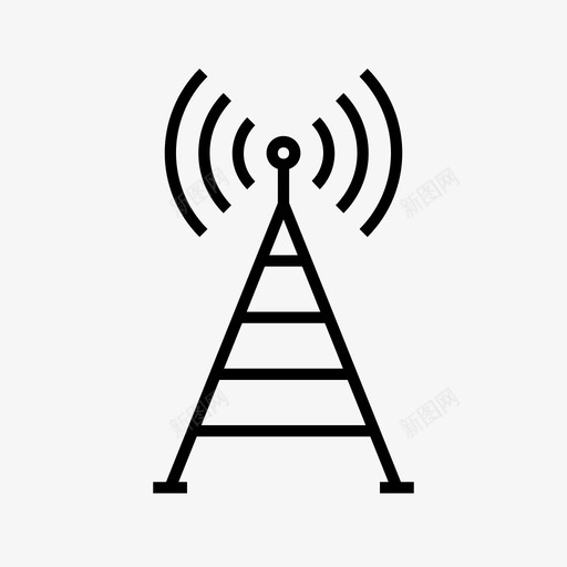 塔广播蜂窝图标svg_新图网 https://ixintu.com 个人版本 信号 发送器 塔 广播 无线电 蜂窝