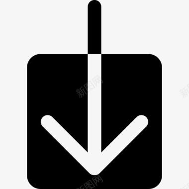 界面符号的向下箭头并在一个黑色正方形大杯子实心图标图标