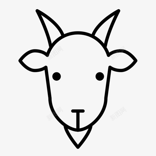 山羊动物山羊脸图标svg_新图网 https://ixintu.com 公羊动物 动物 动物细线图标集 哺乳动物 山羊 山羊脸