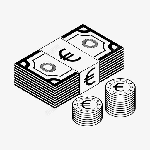 欧元钞票现金硬币图标svg_新图网 https://ixintu.com 欧元钞票 现金 硬币 钞票