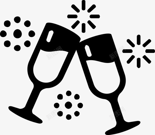 干杯庆祝香槟图标svg_新图网 https://ixintu.com 干杯 庆祝 新年 烟火 节日 葡萄酒 香槟