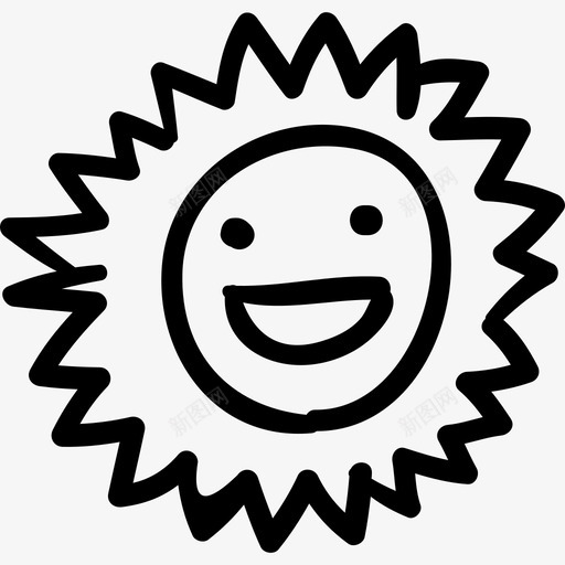 微笑的太阳手工符号天气图标svg_新图网 https://ixintu.com 天气 微笑的太阳手工符号