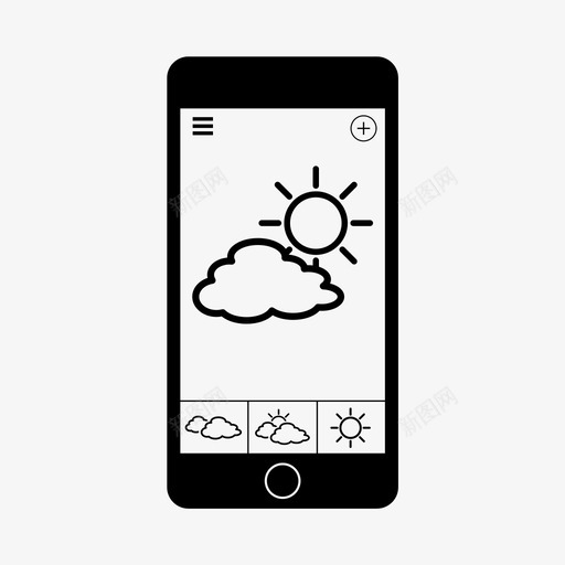 移动天气应用程序智能手机图标svg_新图网 https://ixintu.com 应用程序 智能手机 移动天气