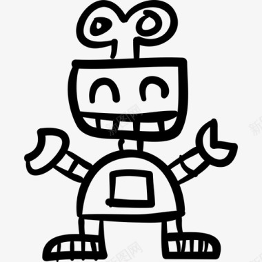 有趣的玩具机器人玩具手绘细节图标图标