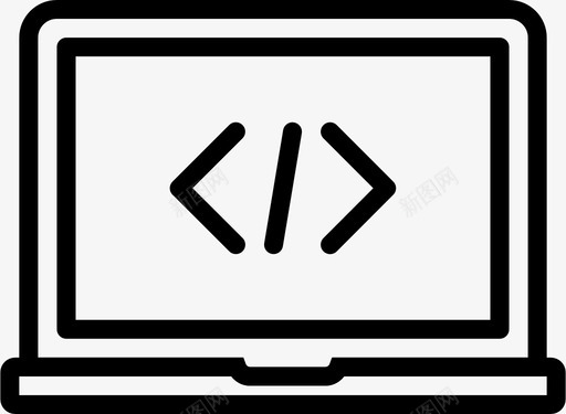 笔记本电脑编码代码开发图标图标