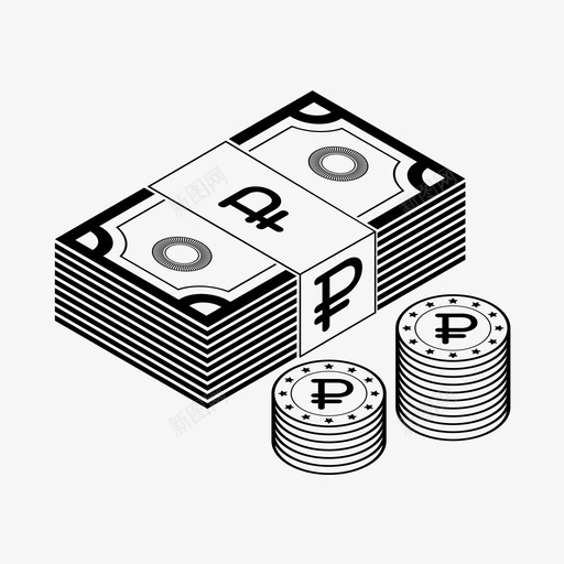 卢布现金硬币图标svg_新图网 https://ixintu.com 卢布 现金 硬币 钱