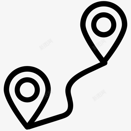 路线距离定位针图标svg_新图网 https://ixintu.com 地图定位器 夏季和旅行平滑线图标 定位针 旅行地点 距离 路线