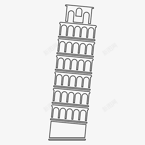 比萨斜塔意大利地标图标svg_新图网 https://ixintu.com 地标 意大利 比萨斜塔 纪念碑