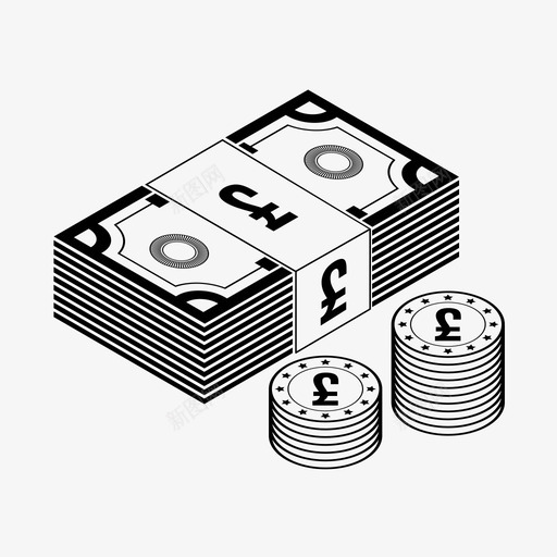 英镑钞票现金硬币图标svg_新图网 https://ixintu.com 现金 硬币 英镑 英镑钞票 钞票