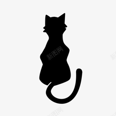 黑猫喵喵坐图标图标