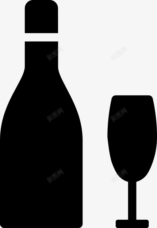 香槟饮料瓶子图标svg_新图网 https://ixintu.com 家用 庆祝 玻璃杯 瓶子 饮料 香槟